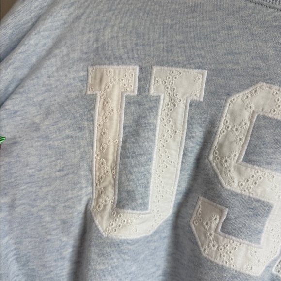HOLLISTER USA Graphic Crewneck Sweatshirt Oversized Easy Light Blue Long Top L - Picture 9 of 9